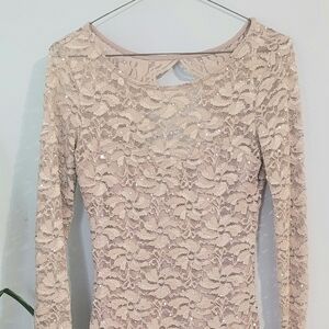 Jump Tan Long Sleeve Bodycon Dress for Cocktail Events